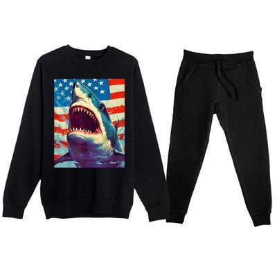 Sharks The Pop Art Patriotic Predator Premium Crewneck Sweatsuit Set