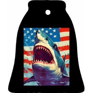 Sharks The Pop Art Patriotic Predator Ceramic Bell Ornament