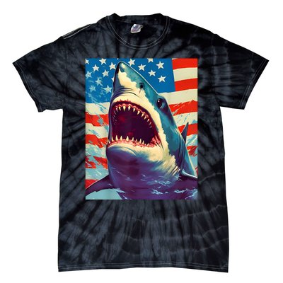 Sharks The Pop Art Patriotic Predator Tie-Dye T-Shirt