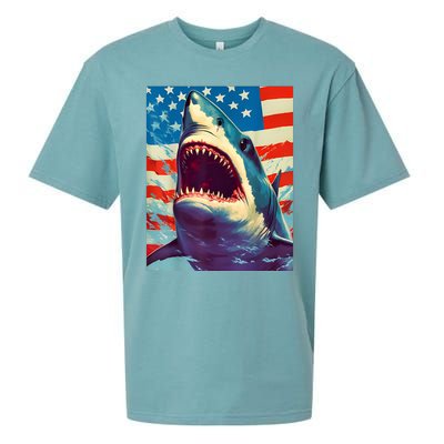 Sharks The Pop Art Patriotic Predator Sueded Cloud Jersey T-Shirt