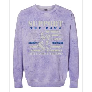 Support The Paws That Enforce The Laws German Shepherd Colorblast Crewneck Sweatshirt