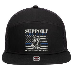 Support The Paws That Enforce The Laws German Shepherd 7 Panel Mesh Trucker Snapback Hat