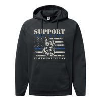 Support The Paws That Enforce The Laws German Shepherd Performance Fleece Hoodie