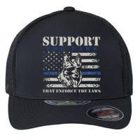 Support The Paws That Enforce The Laws German Shepherd Flexfit Unipanel Trucker Cap