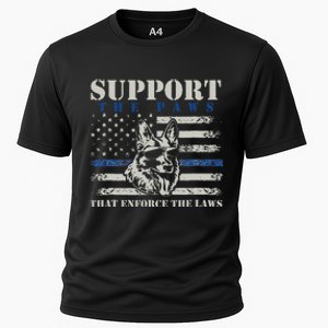 Support The Paws That Enforce The Laws German Shepherd Cooling Performance Crew T-Shirt