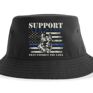 Support The Paws That Enforce The Laws German Shepherd Sustainable Bucket Hat