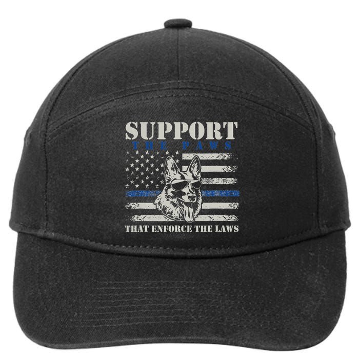 Support The Paws That Enforce The Laws German Shepherd 7-Panel Snapback Hat