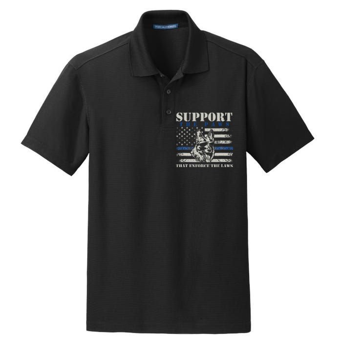 Support The Paws That Enforce The Laws German Shepherd Dry Zone Grid Polo