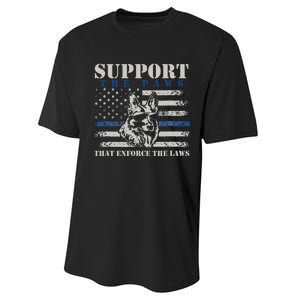 Support The Paws That Enforce The Laws German Shepherd Performance Sprint T-Shirt