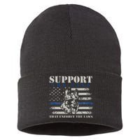 Support The Paws That Enforce The Laws German Shepherd Sustainable Knit Beanie