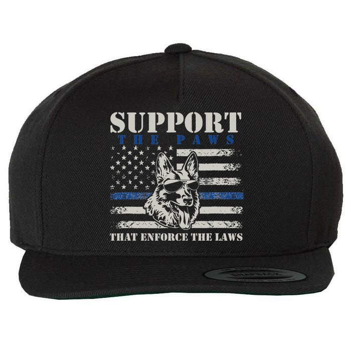 Support The Paws That Enforce The Laws German Shepherd Wool Snapback Cap