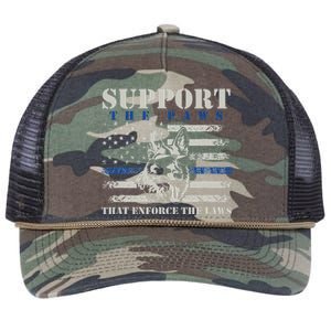 Support The Paws That Enforce The Laws German Shepherd Retro Rope Trucker Hat Cap