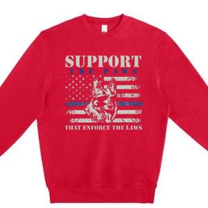 Support The Paws That Enforce The Laws German Shepherd Premium Crewneck Sweatshirt