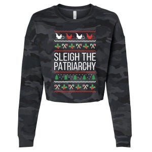 Sleigh The Patriarchy Feminist Christmas Lover Cute Gift Cropped Pullover Crew