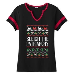 Sleigh The Patriarchy Feminist Christmas Lover Cute Gift Ladies Halftime Notch Neck Tee