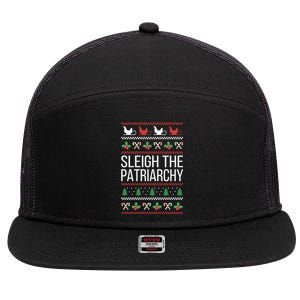 Sleigh The Patriarchy Feminist Christmas Lover Cute Gift 7 Panel Mesh Trucker Snapback Hat