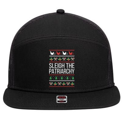 Sleigh The Patriarchy Feminist Christmas Lover Cute Gift 7 Panel Mesh Trucker Snapback Hat