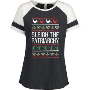 Sleigh The Patriarchy Feminist Christmas Lover Cute Gift Enza Ladies Jersey Colorblock Tee