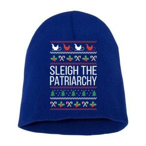 Sleigh The Patriarchy Feminist Christmas Lover Cute Gift Short Acrylic Beanie