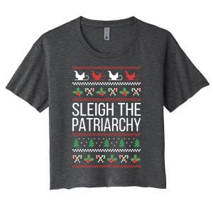 Sleigh The Patriarchy Feminist Christmas Lover Cute Gift Women's Crop Top Tee