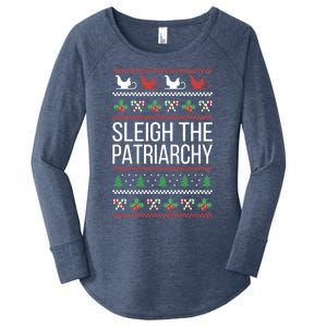 Sleigh The Patriarchy Feminist Christmas Lover Cute Gift Women's Perfect Tri Tunic Long Sleeve Shirt