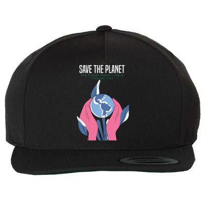 Save The Planet Wool Snapback Cap