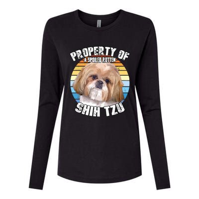 Shih Tzu Property Of Retro Womens Cotton Relaxed Long Sleeve T-Shirt