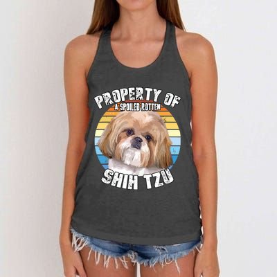 Shih Tzu Property Of Retro Women's Knotted Racerback Tank