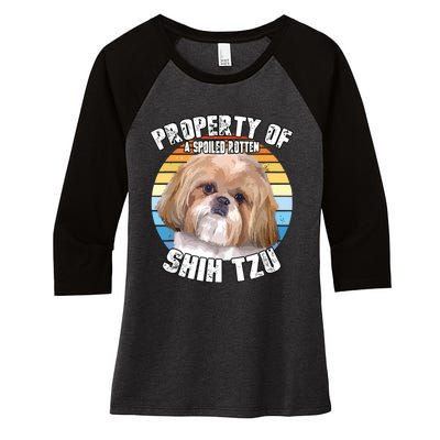 Shih Tzu Property Of Retro Women's Tri-Blend 3/4-Sleeve Raglan Shirt