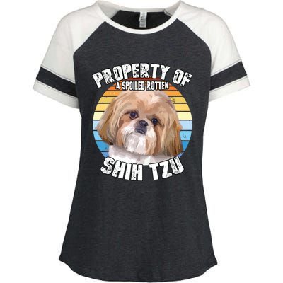 Shih Tzu Property Of Retro Enza Ladies Jersey Colorblock Tee