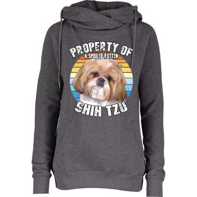 Shih Tzu Property Of Retro Womens Funnel Neck Pullover Hood