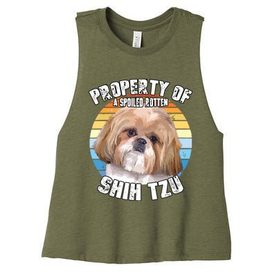 Shih Tzu Property Of Retro Women's Racerback Cropped Tank