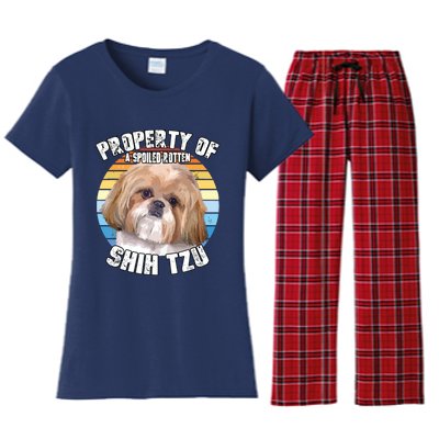 Shih Tzu Property Of Retro Women's Flannel Pajama Set