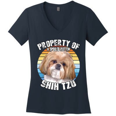 Shih Tzu Property Of Retro Women's V-Neck T-Shirt