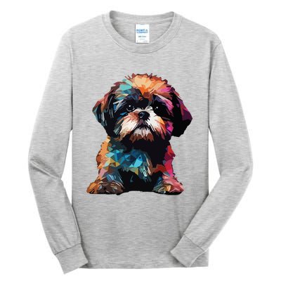 Shih Tzu Puppy Dog Pop Art Premium Tall Long Sleeve T-Shirt