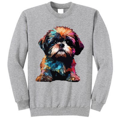 Shih Tzu Puppy Dog Pop Art Premium Tall Sweatshirt