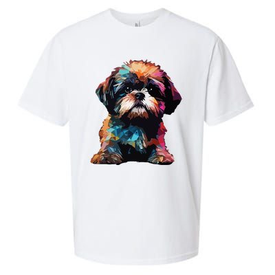 Shih Tzu Puppy Dog Pop Art Premium Sueded Cloud Jersey T-Shirt