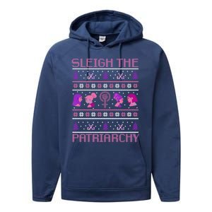 Sleigh The Patriarchy Feminist Christmas Feminism Meaningful Gift Performance Fleece Hoodie