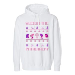 Sleigh The Patriarchy Feminist Christmas Feminism Meaningful Gift Garment-Dyed Fleece Hoodie