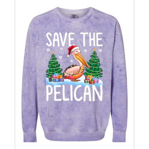 Save The Pelican Funny Christmas Lights Santa Hat Snowflakes Funny Gift Colorblast Crewneck Sweatshirt