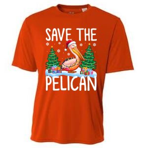 Save The Pelican Funny Christmas Lights Santa Hat Snowflakes Funny Gift Cooling Performance Crew T-Shirt