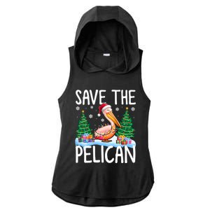 Save The Pelican Funny Christmas Lights Santa Hat Snowflakes Funny Gift Ladies PosiCharge Tri-Blend Wicking Draft Hoodie Tank