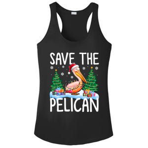 Save The Pelican Funny Christmas Lights Santa Hat Snowflakes Funny Gift Ladies PosiCharge Competitor Racerback Tank