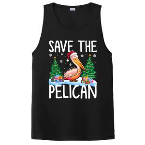 Save The Pelican Funny Christmas Lights Santa Hat Snowflakes Funny Gift PosiCharge Competitor Tank