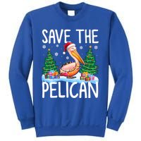 Save The Pelican Funny Christmas Lights Santa Hat Snowflakes Funny Gift Sweatshirt