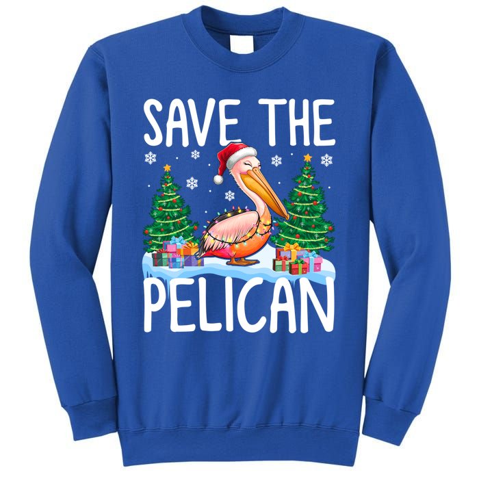 Save The Pelican Funny Christmas Lights Santa Hat Snowflakes Funny Gift Sweatshirt