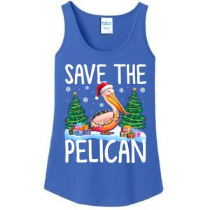 Save The Pelican Funny Christmas Lights Santa Hat Snowflakes Funny Gift Ladies Essential Tank