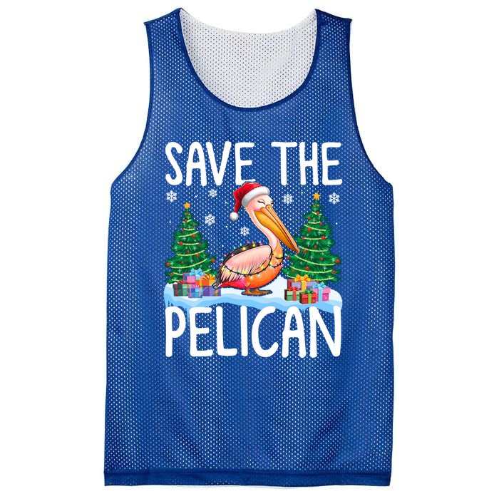 Save The Pelican Funny Christmas Lights Santa Hat Snowflakes Funny Gift Mesh Reversible Basketball Jersey Tank