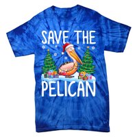 Save The Pelican Funny Christmas Lights Santa Hat Snowflakes Funny Gift Tie-Dye T-Shirt