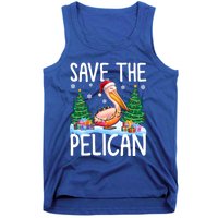 Save The Pelican Funny Christmas Lights Santa Hat Snowflakes Funny Gift Tank Top